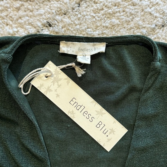 Endless Blu Long sleeve Halter Open Side Mini Dress in Forest Green NWT - Picture 5 of 5